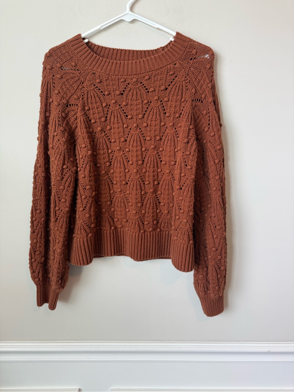 Harper Textured Knit Crewneck Sweater in Rust size small - Picture 1 of 8